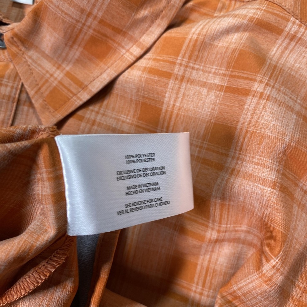 Orvis Shirt Mens Medium Orange Plaid Classic Fit Short Sleeve Button Up‎ Casual - Picture 6 of 8